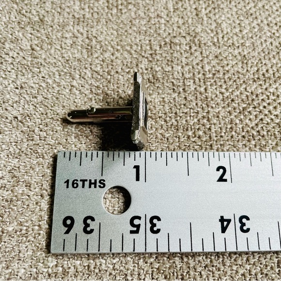 Swank 60’s/70’s Rectangular Silver Tone Black Onyx Cuff Links French Cuffs - Picture 6 of 7